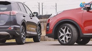 ANWB dubbeltest Kia Sportage vs Toyota RAV4 Hybrid 2016 [upl. by Alamac]