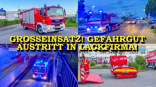 FREISETZUNG VON GEFAHRGUT IN FIRMA  GROSSEINSATZ  GEFAHRGUTZUG  EINSATZFAHRTEN  FEUERWEHR [upl. by Nylynnej]