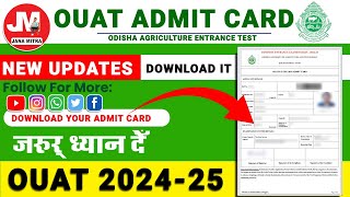 OUAT UG 202425 ADMIT CARD FINALLY CHECK HERE ouat2024 [upl. by Orwin]