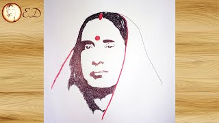 How to draw Maa Sarada  Easy sketch step by step  Face Drawing  Portrait God  Sri Ramakrishna [upl. by Yewed29]