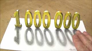 1000000 Subscribers  Thank You  Drawing 3D Numbers One Millions [upl. by Prevot395]