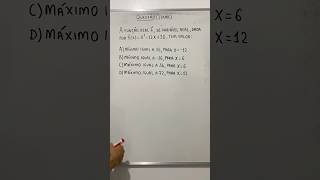 Relação entre o coeficiente a e o valor Mínimo da função quadrática matemática shortsvideo [upl. by Nylesor691]