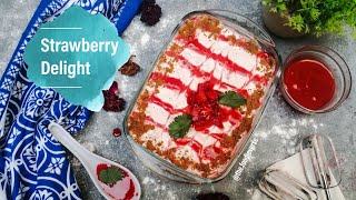 Strawberry Delight  3 ingredients dessert Ramadan Dessert [upl. by Ashleigh]