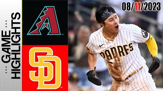 Padres vs Arizona Diamondbacks GAME HIGHLIGHTS TODAY  August 11 2023  MLB 2023 [upl. by Barbabra]