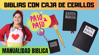 MANUALIDAD BIBLICA  BIBLIAS CON CAJA DE FOSFORO O CERILLOS  PASO A PASO  MES DE LA BIBLIA [upl. by Arodasi]