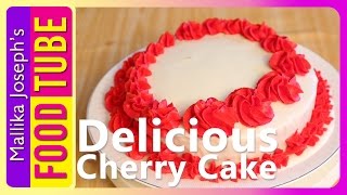 Cherry Cake With Glace Fudge Icing Recipe  Mallika Joseph [upl. by Merrile]