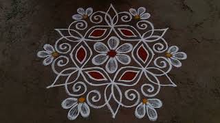 simple and easy rangoli design 53dots small beautifulkolam daily muggulu [upl. by Olia]