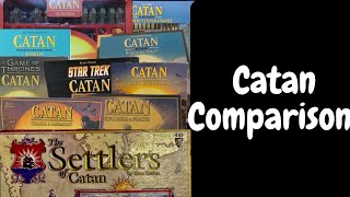 Catan Comparison Settlers of Catan Seafarers Cities and Knights Catan Jr Rivals of Catan [upl. by Yenal]