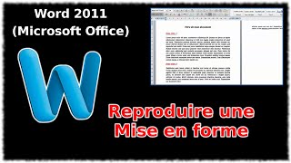 Tuto Reproduire une mise en forme Word 2011 [upl. by Romeon]