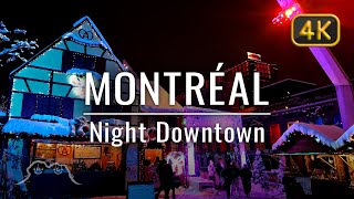 Montréal • The Great Montréal Christmas Market Night • 4K City Walking Tour • Ambient City Sound [upl. by Licht]