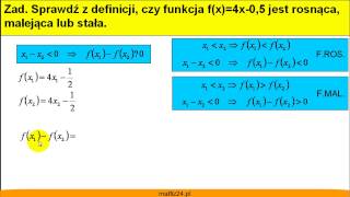 Określ monotoniczność funkcji z definicji  Matfiz24pl [upl. by Fadiman497]