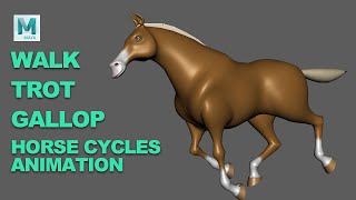 Horse walk trot and gallop maya animation cycles [upl. by Ecyla]