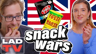 American Lad Cant Believe Brits Eat These Snacks  Snack Wars Fight For Your Country  LADbible TV [upl. by Uphemia674]