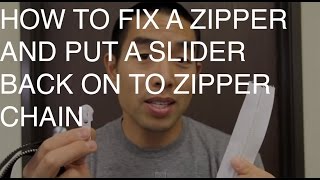 How to Fix a Zipper and Put a Slider on to Zipper Chain [upl. by Haissem265]