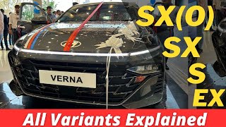 Hyundai Verna 2023 Variants Explained  EX S SX SXO SX Turbo SXO Turbo [upl. by Saduj938]