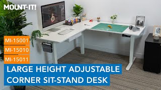 Large Height Adjustable Corner SitStand Desk  MI15001 MI15010 MI15011 Features [upl. by Photima]