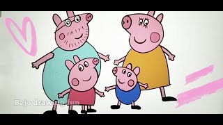 How to Draw Peppa Pig Family🐷🐷 Easy Drawing and coloring [upl. by Sew]