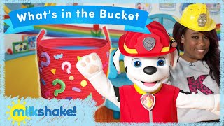 Milkshake Studio Games  Whats in the Bucket  Kemi and Marshall [upl. by Enenej]