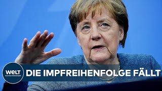 CORONAIMPFUNG Kanzlerin Merkel gibt Zeitpunkt für das Ende der Priorisierung bekannt [upl. by Arrakat173]