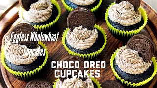 Choco Oreo Cupcakes  Eggless Whole Wheat Cupcakes  Atta Cupcakes  Flavourful Food By Priya [upl. by Anahcra]