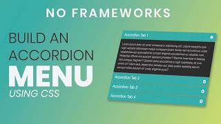 Build An Accordion Menu Using CSS  No Frameworks  CSS Accordion Menu  DesignTorch [upl. by Annoit]