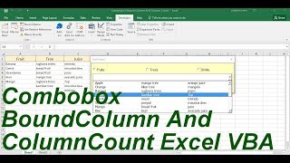 Combobox Boundcolumn And Columncount Excel VBA [upl. by Ranitta]