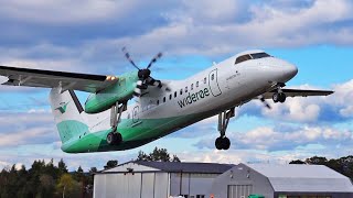 Widerøe Dash8300 x4  Polish airlift at Stord airport april 2020 [upl. by Nico]