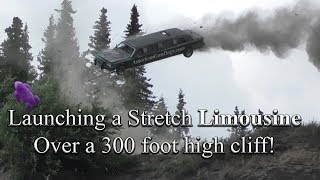 Launching a stretch limo over a 300 foot high cliff In car video footage [upl. by Suivatnod]