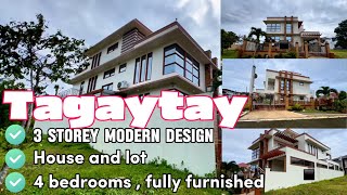 V62824 Tagaytay modern design house amp lot 3 storey fully furnished 4 bedrooms exclusive subdivision [upl. by Montanez]