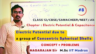 8 Electric potential due to a group of concentric shells and grounded  class 12 chapter 2  Tamil [upl. by Nessnaj]