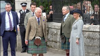 King Charles III welcomed to Balmoral in Scotland by Royal Guard of honour and pony 21st August 2023 [upl. by Peppel933]