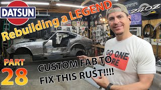 240z Restoration Fixing Rust in a tight spot  Custom Metal Fab [upl. by Yllac]