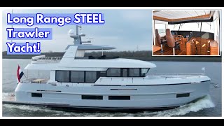 Check Out This STEEL Hull TRAWLER YACHT With A 4000 NM Range [upl. by Carline]