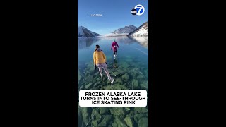 Frozen Alaska lake turns into seethrough ice skating rink [upl. by Vasta]