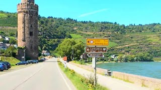 🇩🇪🚘 driving germany 4K 🏞️ Rheingau 🏰 Loreley ⛴️ Bingen ⛪️ Bacharach ⛲️ HDR [upl. by Merkle359]