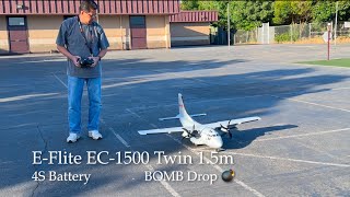 Eflite EC1500 Twin 15m BNF Basic with AS3X and SAFE Select with BOMB Drop 💣 [upl. by Anilev502]