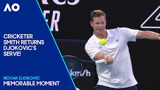 Steve Smith Amazingly Returns Novak Djokovics Serve  Australian Open 2024 [upl. by Aihtnis]