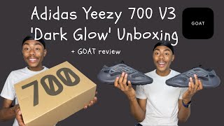 Adidas YEEZY 700 V3 DARK GLOW UNBOXING  GOAT REVIEW [upl. by Rask]