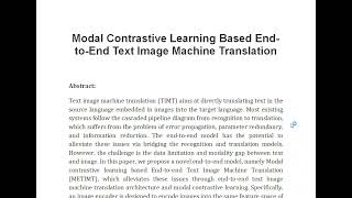 Modal Contrastive Learning Based End to End Text Image Machine Translation [upl. by Aamsa]