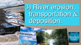 3 River erosion transportation amp deposition Powered by GeographyHawks [upl. by Viveca665]