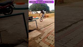 Rolling stopple daily practice 😲  cyclestunt shorts shortsfeed shortsviral mtbstunt yt [upl. by Berlin]