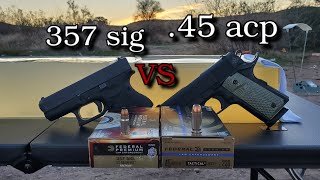 357 sig VS 45 acp Federal HST in Ballistics Gel [upl. by Essirahs]