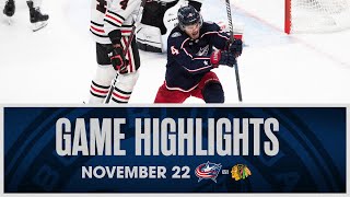 Zach Werenski breaks a FRANCHISE RECORD in 73 victory over Chicago  Game Highlights 112223 [upl. by Alexio]