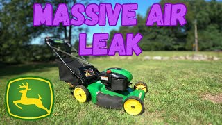 CRACKED intake John Deere JS36 Lawnmower [upl. by Ahsemal]