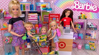 Barbie School Supply Shopping for Mini Toys with Barbie Family [upl. by Olgnaed]