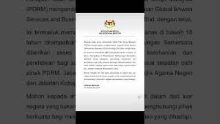 KENYATAAN MEDIA YAB PERDANA MENTERI BERKENAAN GLOBAL IKHWAN SERVICES AND BUISNESS GISBH [upl. by Adelle]