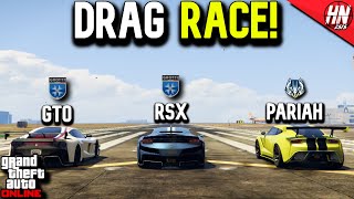 Grotti Itali GTO v Grotti Itali RSX v Ocelot Pariah DRAG RACE  GTA Online [upl. by Yenahc]