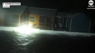 Houses float away in Hurricane Helene floodwaters [upl. by Lubbi]