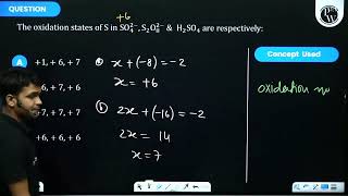The oxidation states of S in SO42S2O82 H2SO4 are respectively [upl. by Rawden]