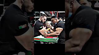 Ermes shows strength to larry wheels in armwrestling ☠️☠️💀💀armwrestler ermesgasparini [upl. by Attenauq]